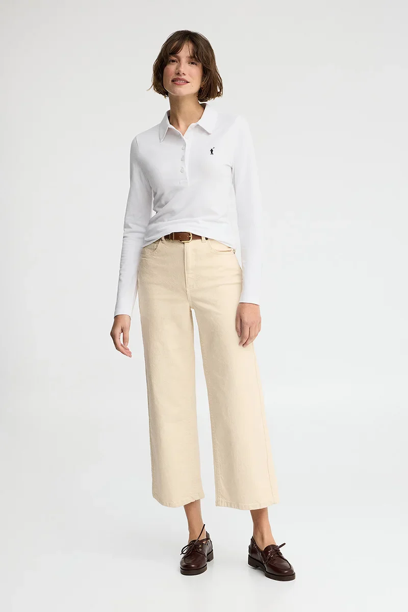 Polo blanco de manga larga de corte slim y bordado Rigby Go - Image 3