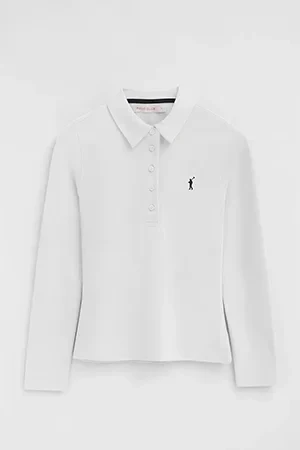 Polo blanco de manga larga de corte slim y bordado Rigby Go - Image 9