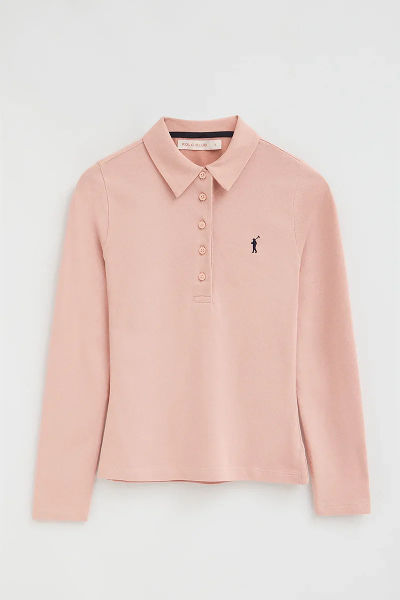 Polo rosa palo de manga larga de corte slim y bordado Rigby Go - Image 8