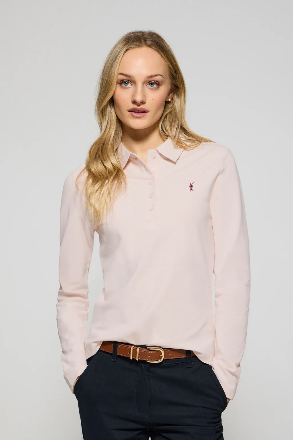 Polo Priyanka rosa de cinco botones con bordado Rigby Go