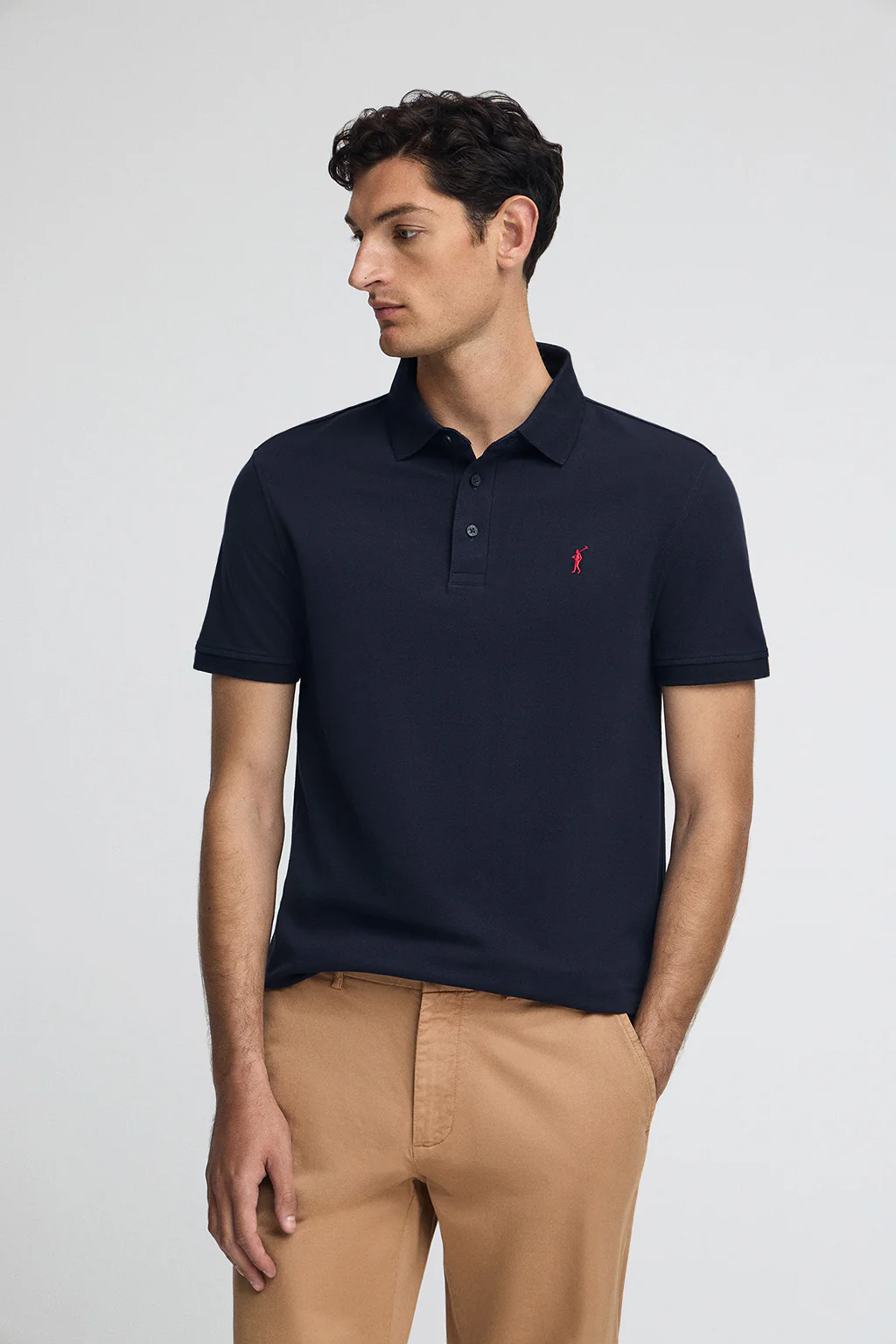 Polo azul marino slim de piqué con logo bordado Rigby Go - Image 2