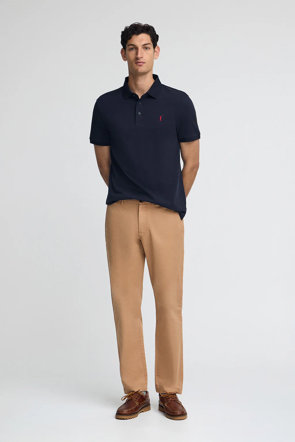 Polo azul marino slim de piqué con logo bordado Rigby Go - Image 3