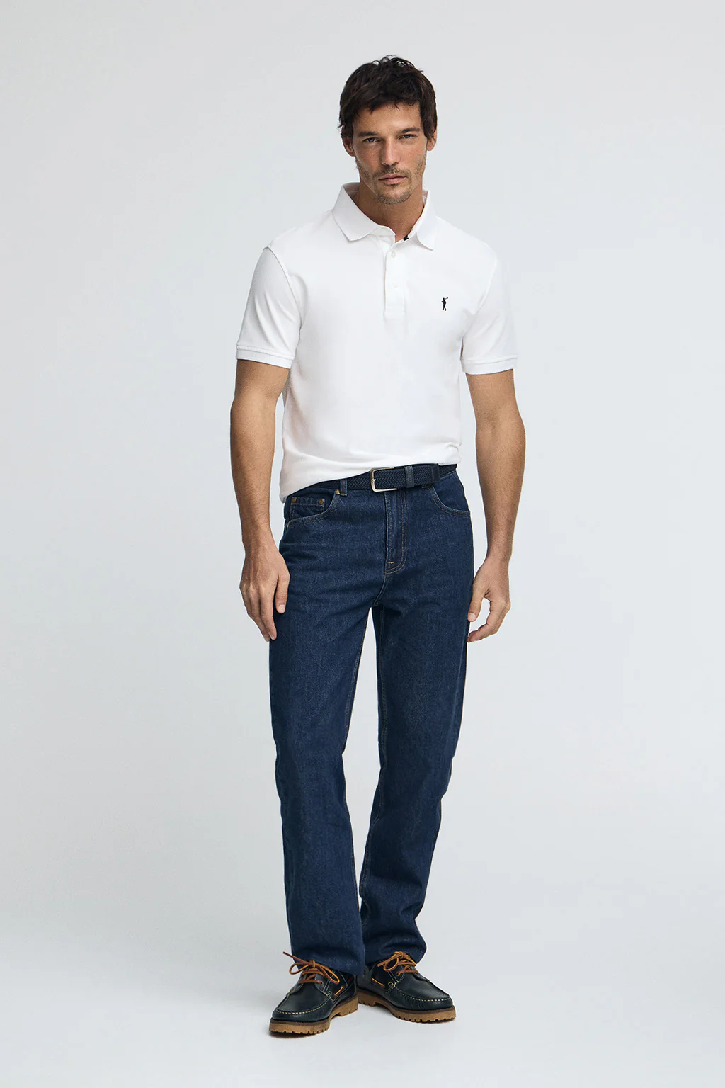 Polo blanco slim de piqué con logo bordado Rigby Go - Image 3