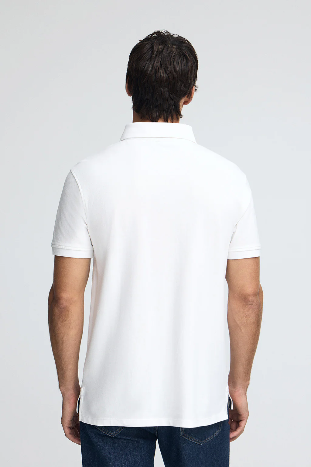 Polo blanco slim de piqué con logo bordado Rigby Go - Image 4