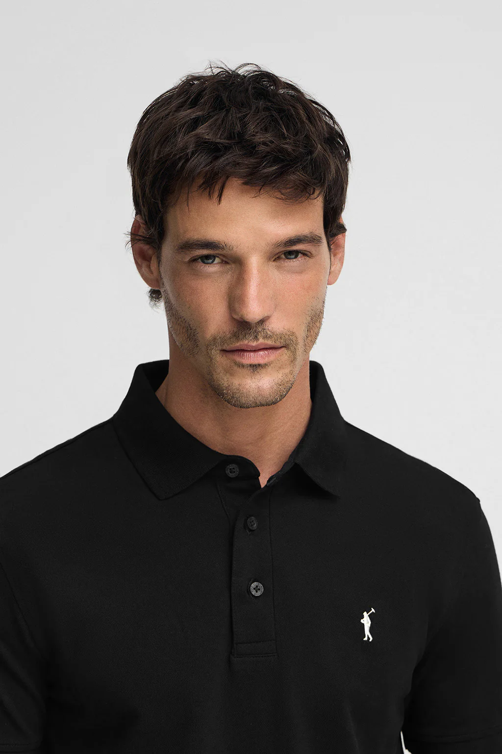 Polo negro slim de piqué con logo bordado Rigby Go - Image 2