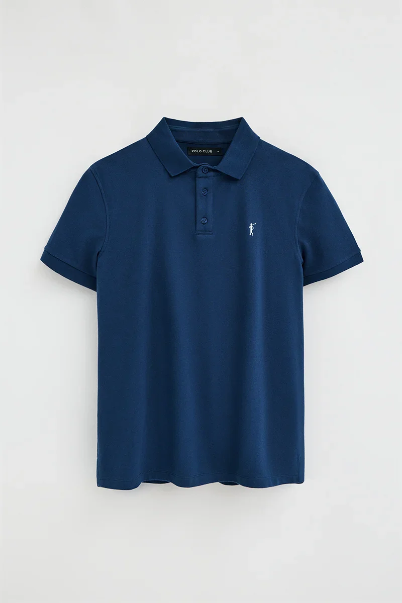 Polo azul índigo de corte slim con bordado Rigby Go - Image 9