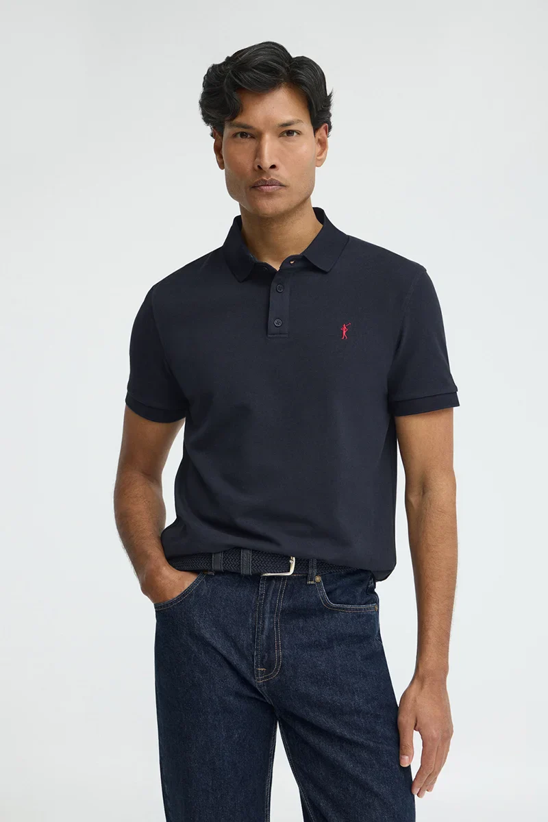 Polo azul marino de corte slim con bordado Rigby Go - Image 3