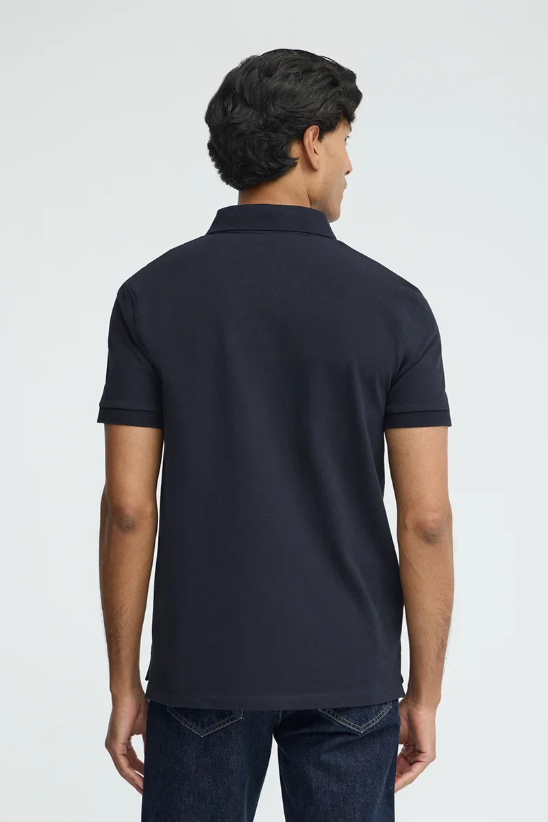 Polo azul marino de corte slim con bordado Rigby Go - Image 5