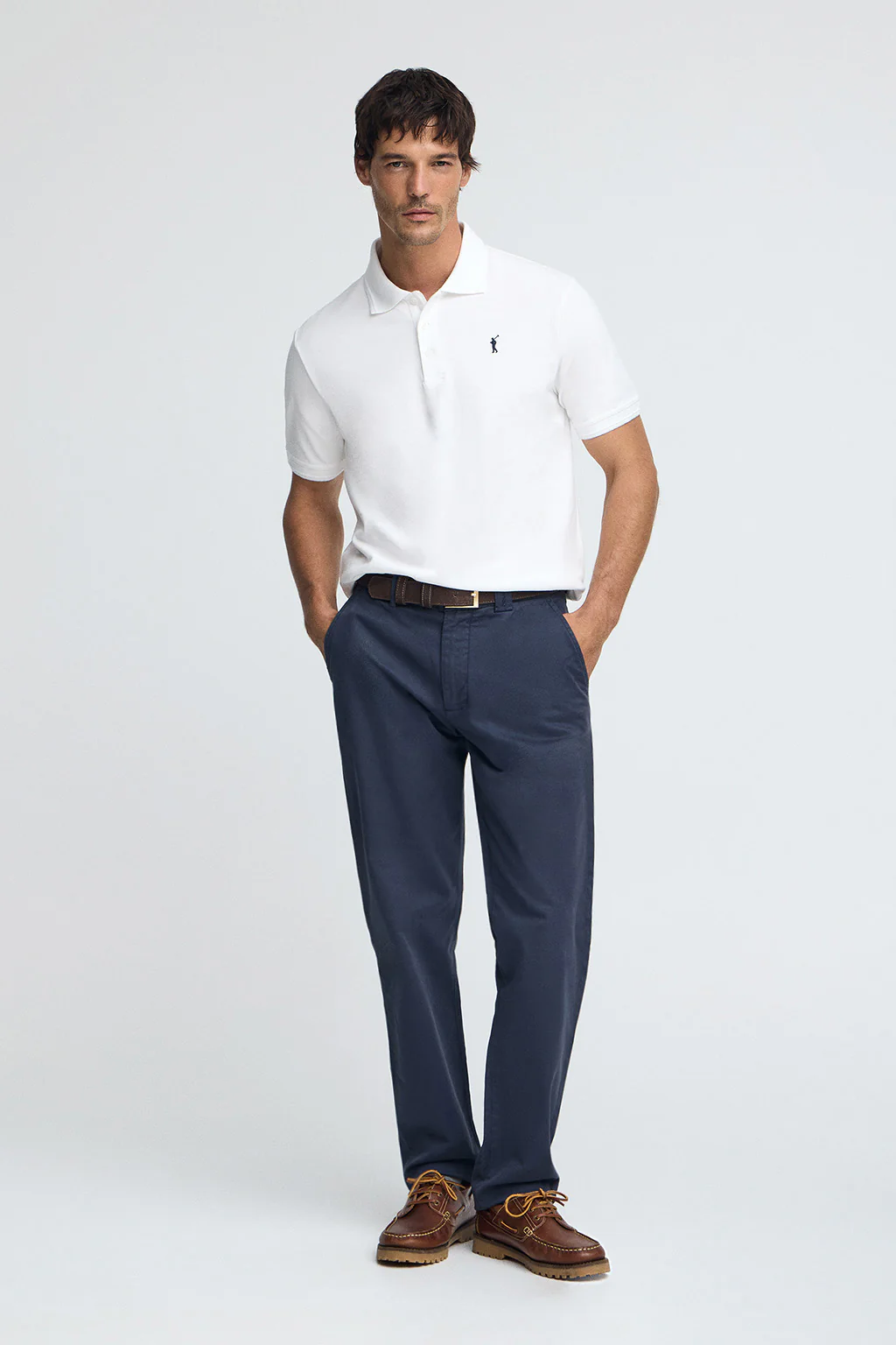 Polo blanco de piqué con logo bordado Rigby Go - Image 3
