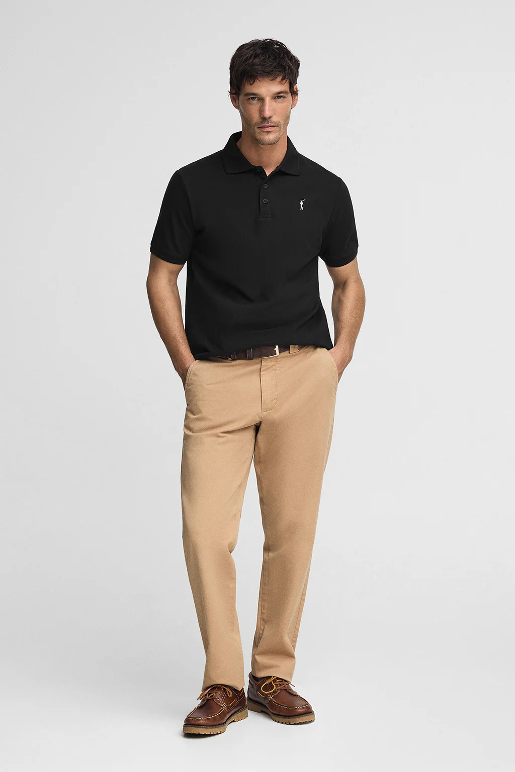 Polo negro de piqué con logo bordado Rigby Go - Image 3
