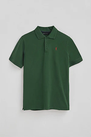 Polo verde botella de piqué con logo bordado Rigby Go - Image 8