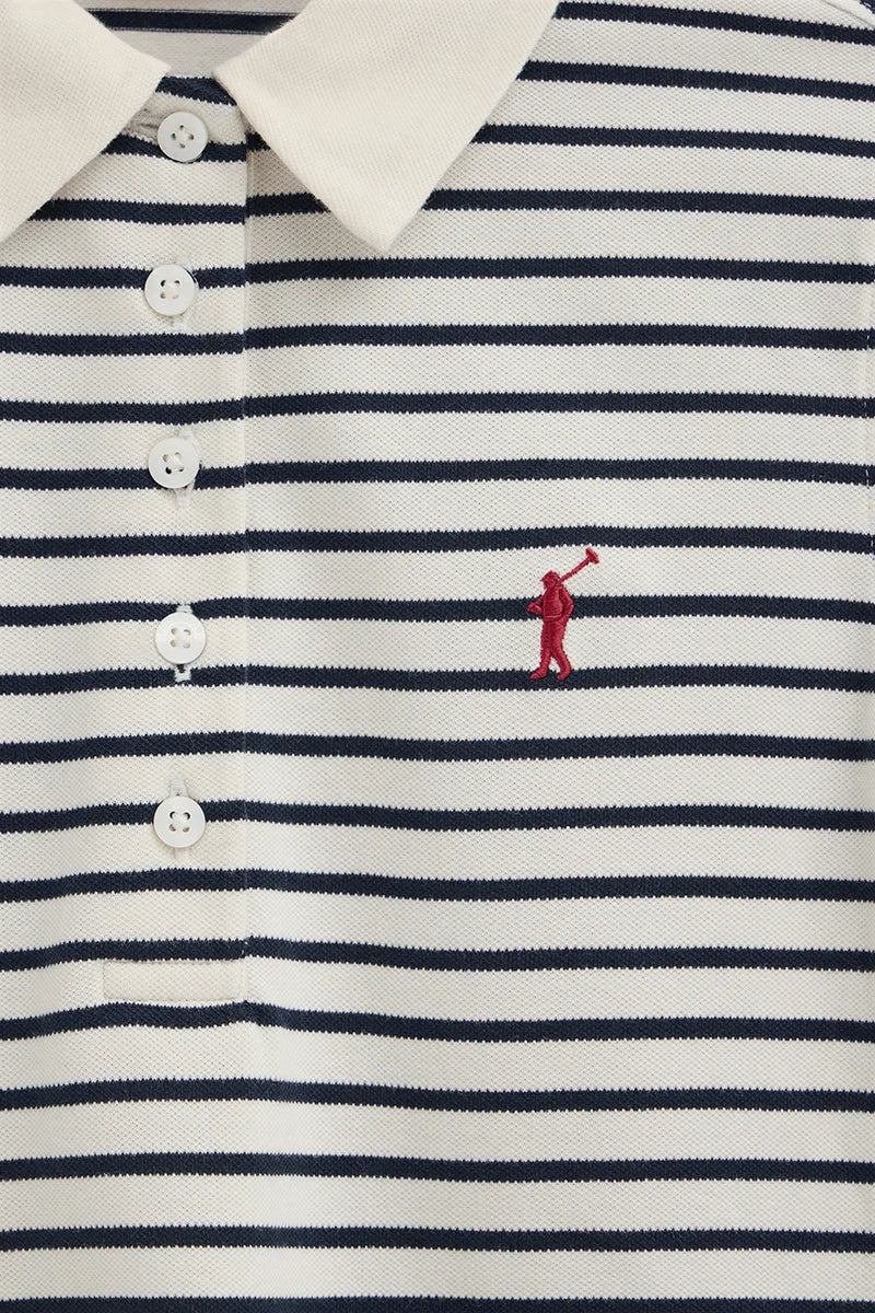 Polo de rayas color crudo y azul marino de corte slim con bordado Rigby Go - Image 7
