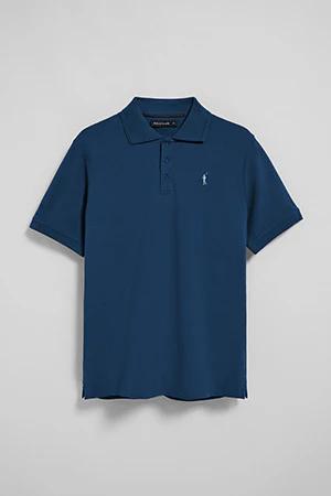 Polo azul índigo de manga corta y tres botones con logo bordado Rigby Go - Image 10