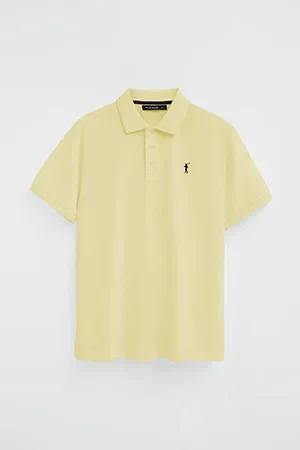 Polo amarillo claro de manga corta con logo bordado Rigby Go - Image 10
