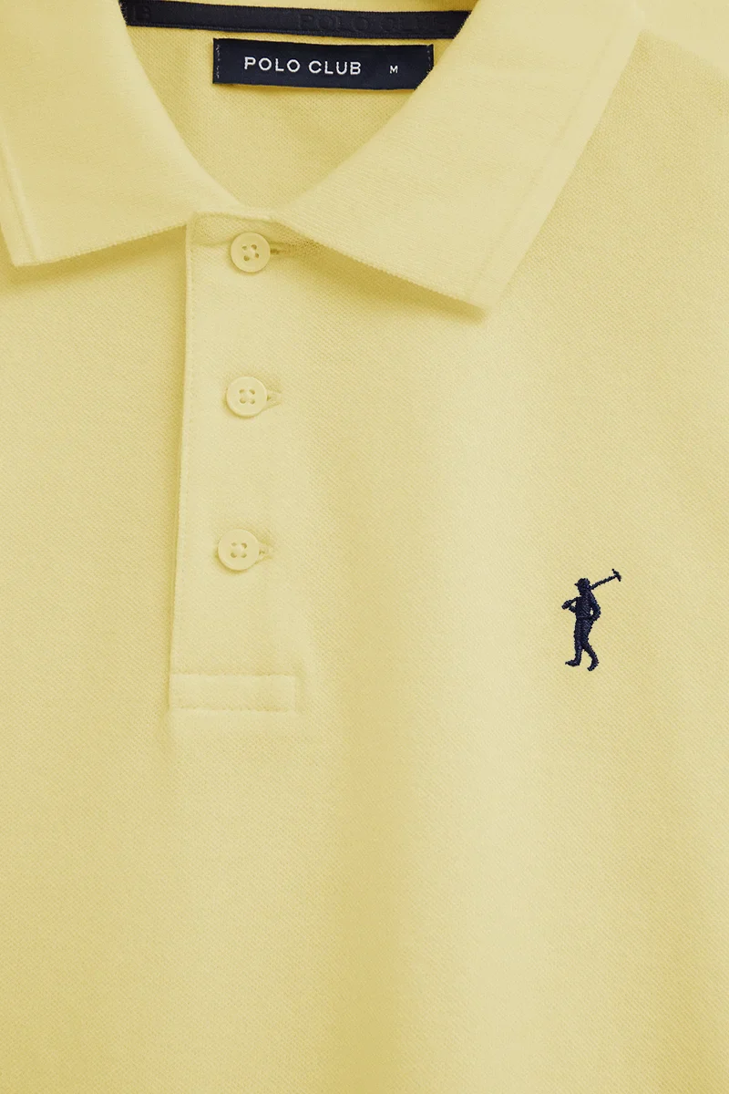 Polo amarillo claro de manga corta con logo bordado Rigby Go - Image 7