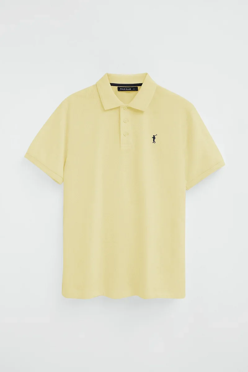 Polo amarillo claro de manga corta con logo bordado Rigby Go - Image 9