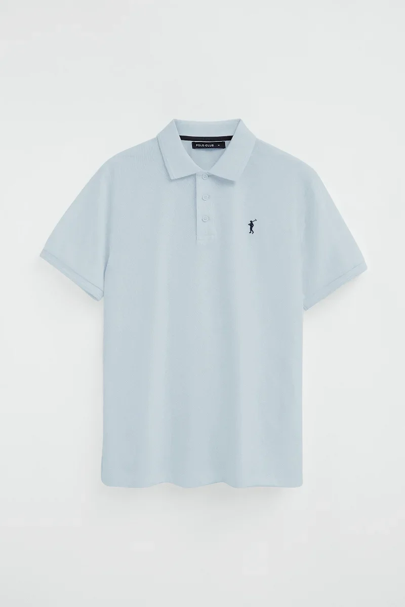 Polo azul claro de manga corta con logo bordado Rigby Go - Image 9