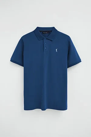 Polo azul índigo de manga corta con logo bordado Rigby Go - Image 11