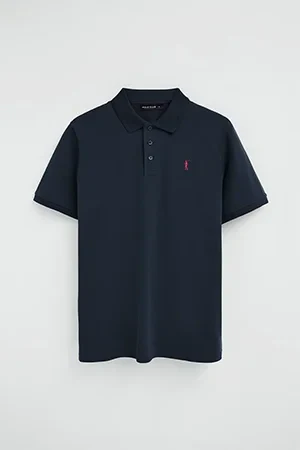 Polo azul marino de manga corta con logo bordado Rigby Go - Image 11