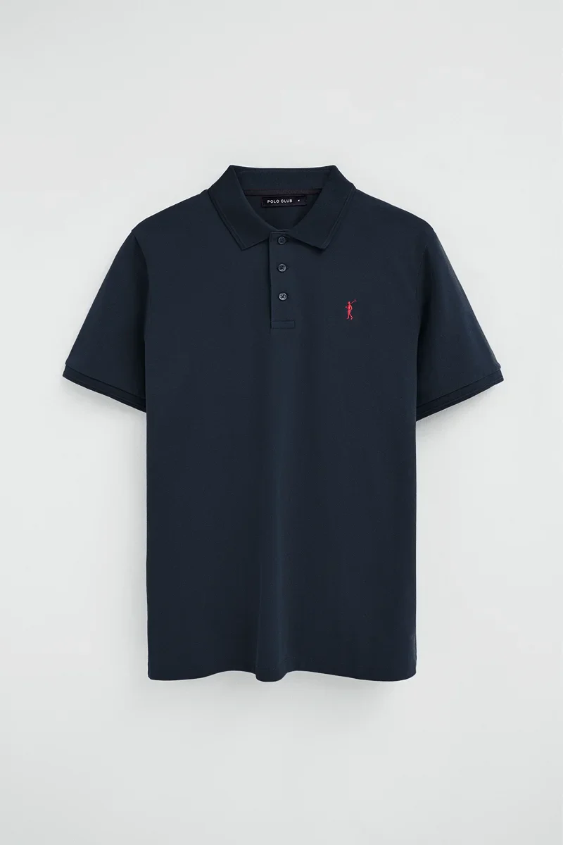 Polo azul marino de manga corta con logo bordado Rigby Go - Image 7