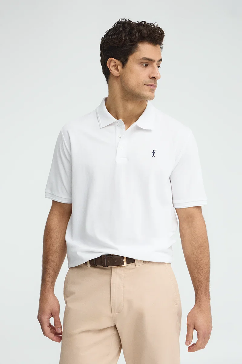 Polo blanco de manga corta con logo bordado Rigby Go