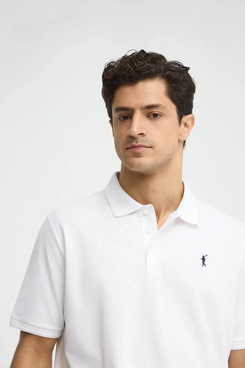 Polo blanco de manga corta con logo bordado Rigby Go - Image 3