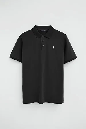 Polo negro de manga corta con logo bordado Rigby Go - Image 10