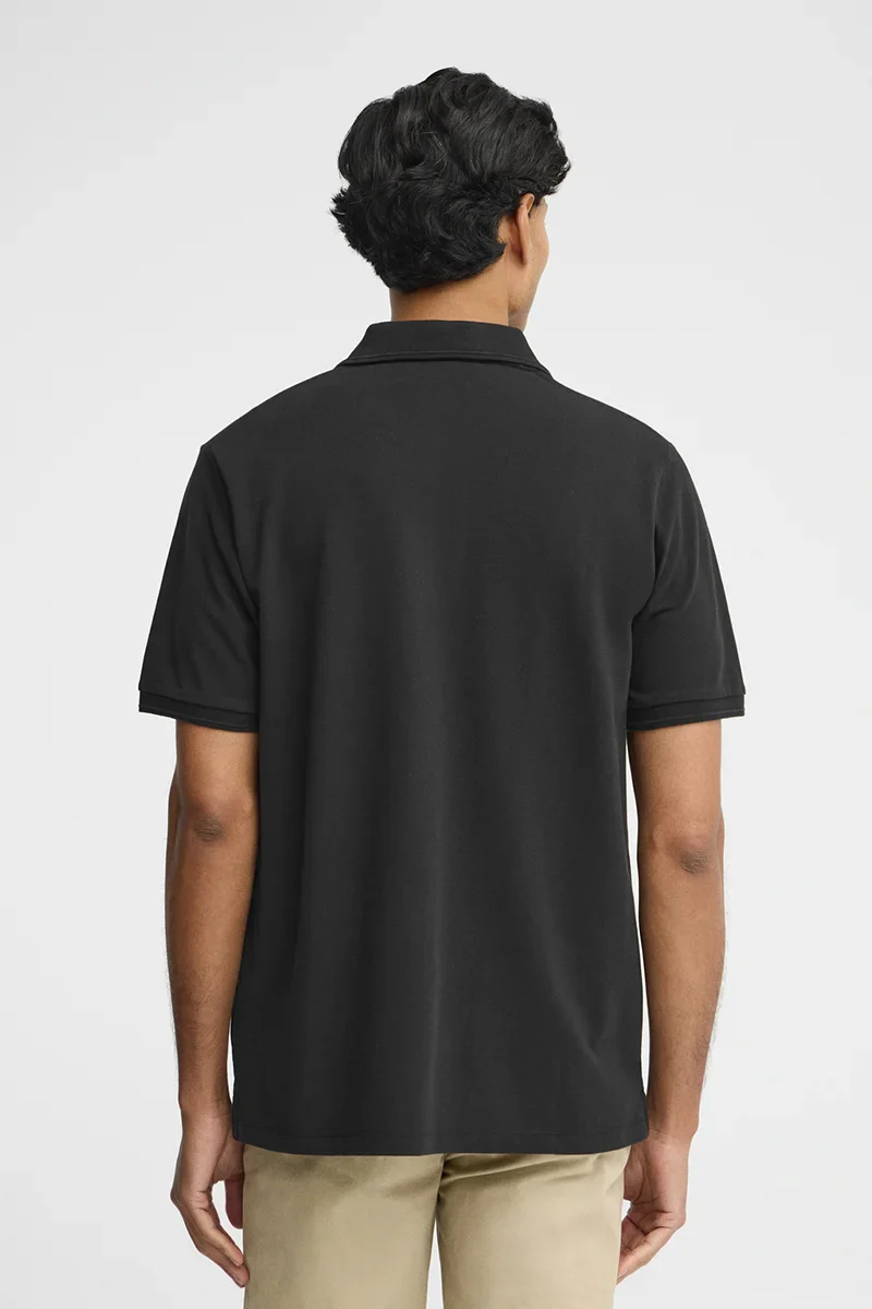 Polo negro de manga corta con logo bordado Rigby Go - Image 5