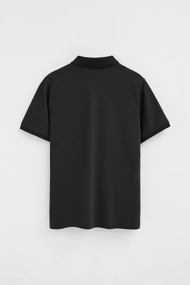 Polo negro de manga corta con logo bordado Rigby Go - Image 8
