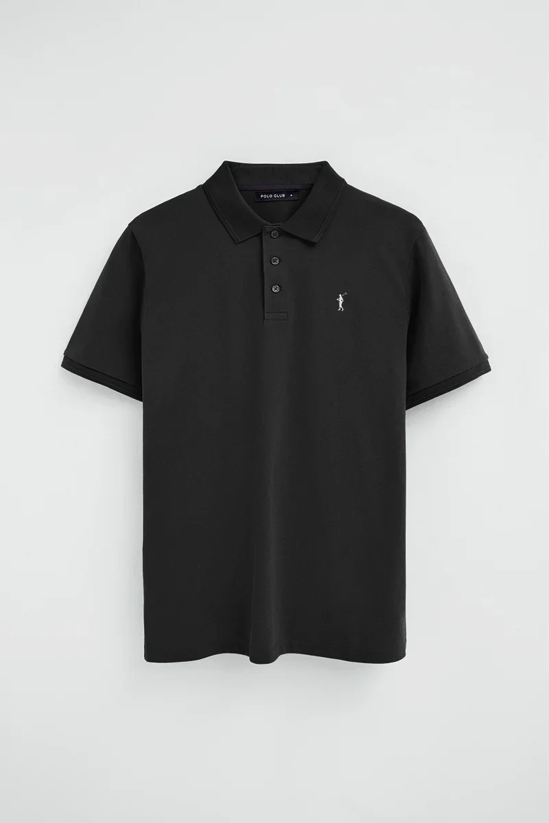 Polo negro de manga corta con logo bordado Rigby Go - Image 9