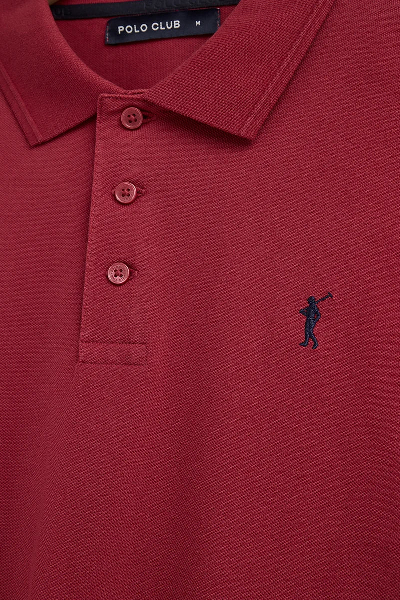 Polo rojo quemado de manga corta con logo bordado Rigby Go - Image 6