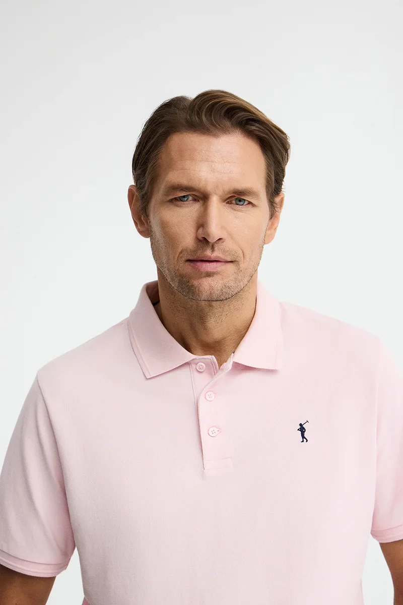 Polo rosa de manga corta con logo bordado Rigby Go - Image 3