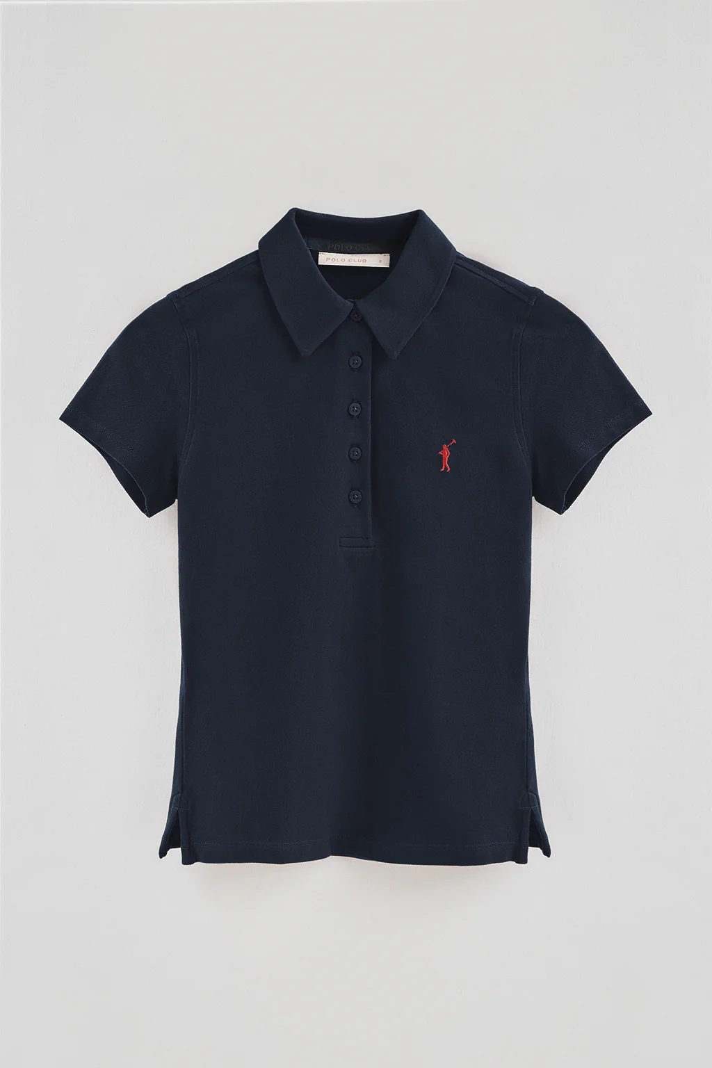 Polo azul oscuro de piqué con cuello cinco botones y bordado Rigby Go - Image 5