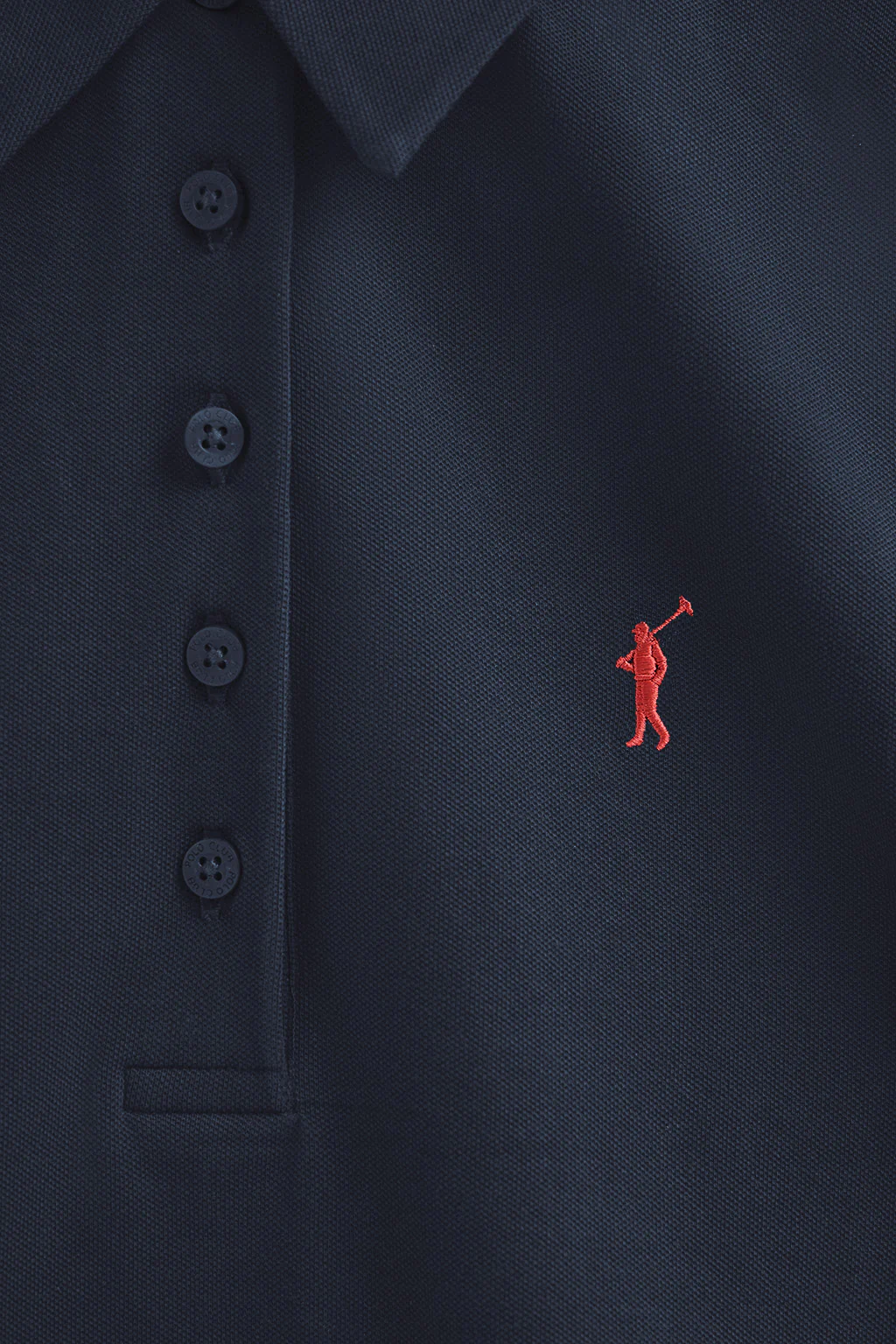 Polo azul oscuro de piqué con cuello cinco botones y bordado Rigby Go - Image 6