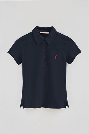 Polo azul oscuro de piqué con cuello cinco botones y bordado Rigby Go - Image 8
