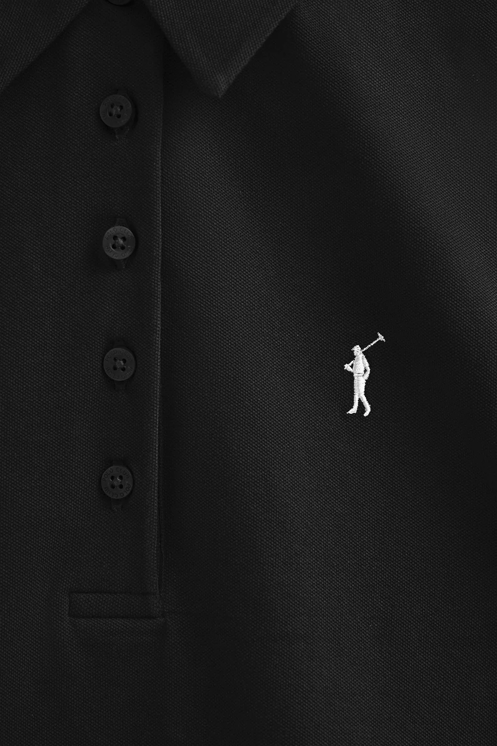 Polo negro de piqué con cuello cinco botones y bordado Rigby Go - Image 6