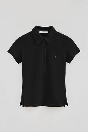 Polo negro de piqué con cuello cinco botones y bordado Rigby Go - Image 8
