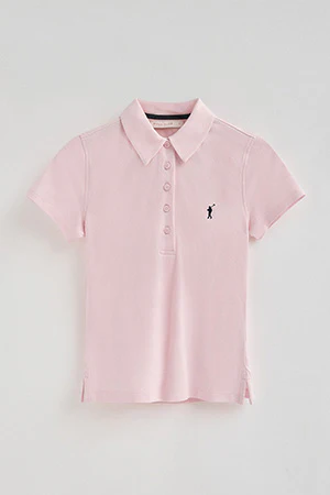 Polo rosa de piqué con cuello cinco botones y bordado Rigby Go - Image 9