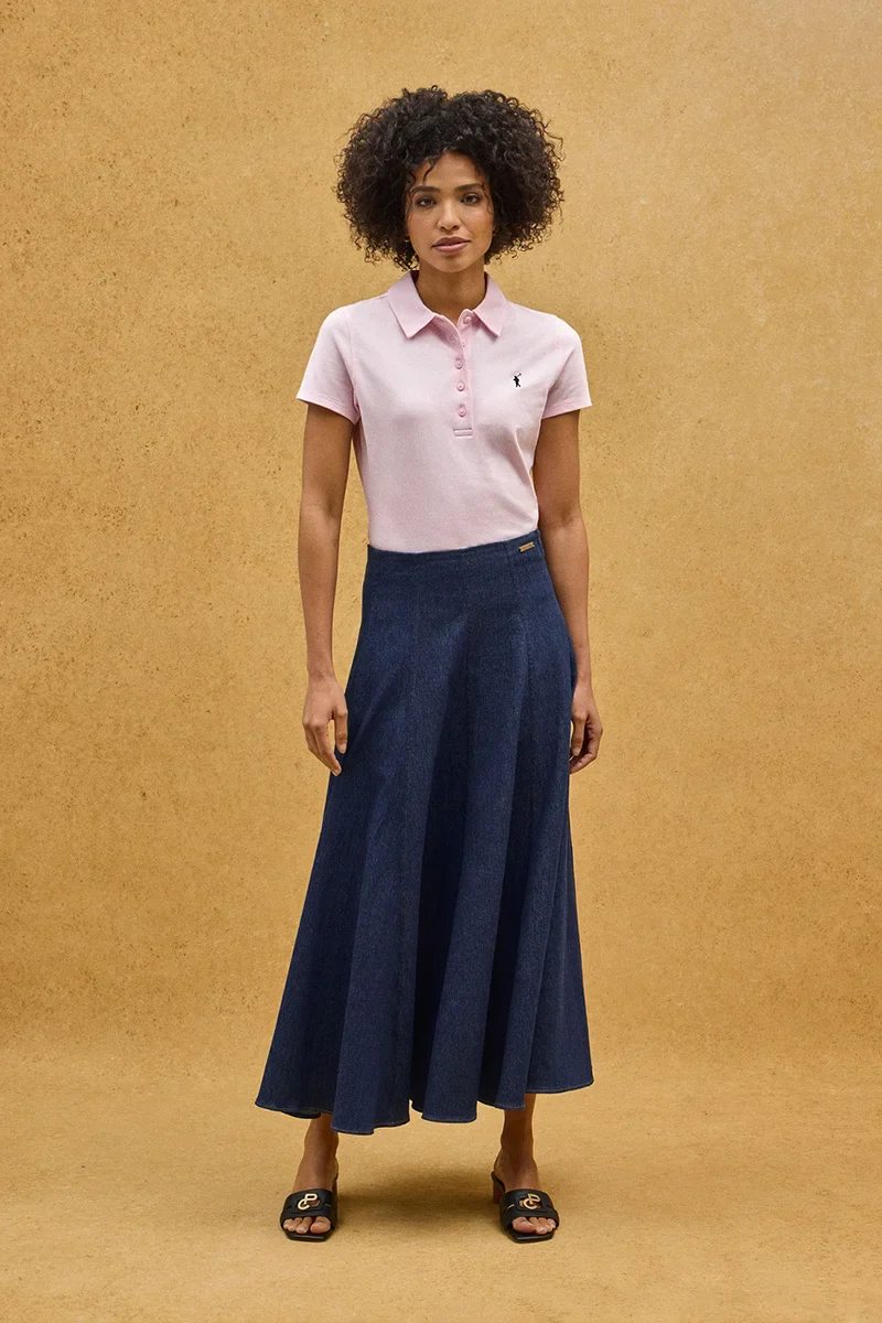 Polo rosa de manga corta con corte slim y bordado Rigby Go