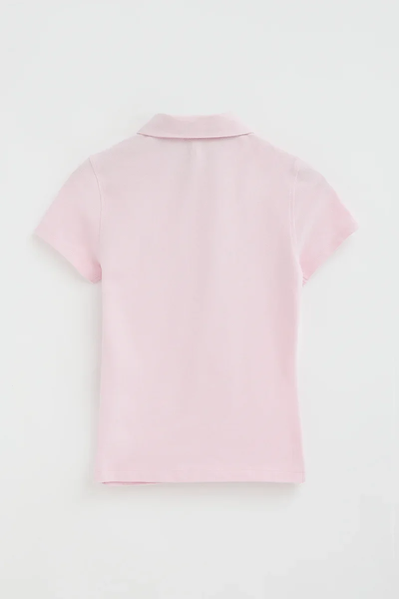 Polo rosa de manga corta con corte slim y bordado Rigby Go - Image 9