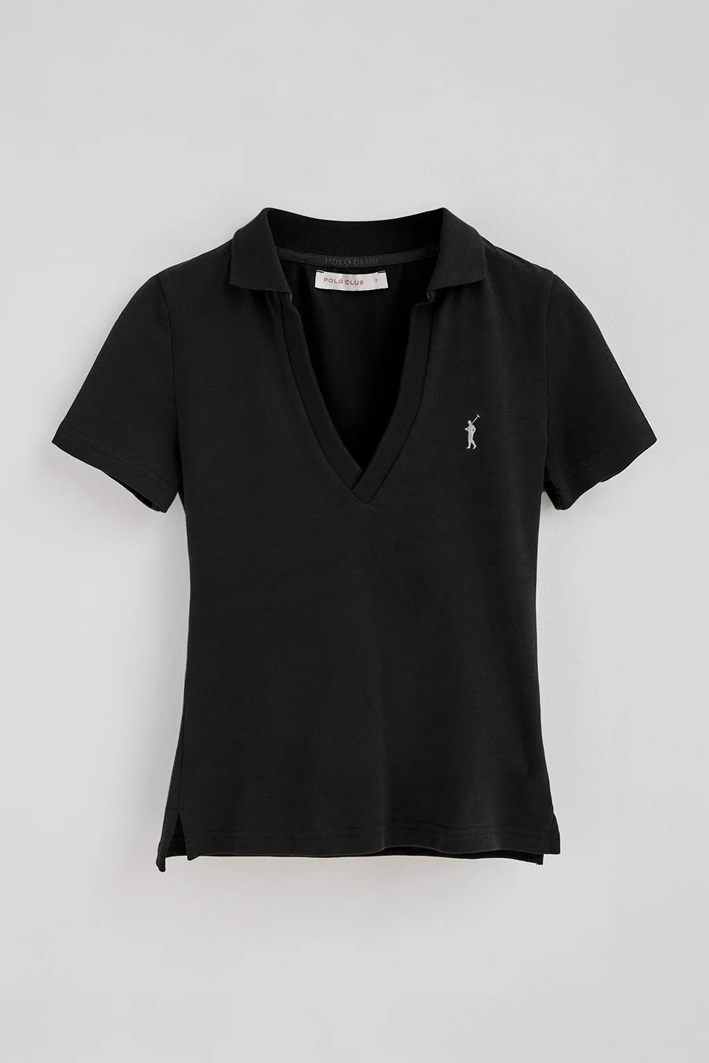 Polo negro de algodón y lino sin botones con bordado Rigby Go - Image 4