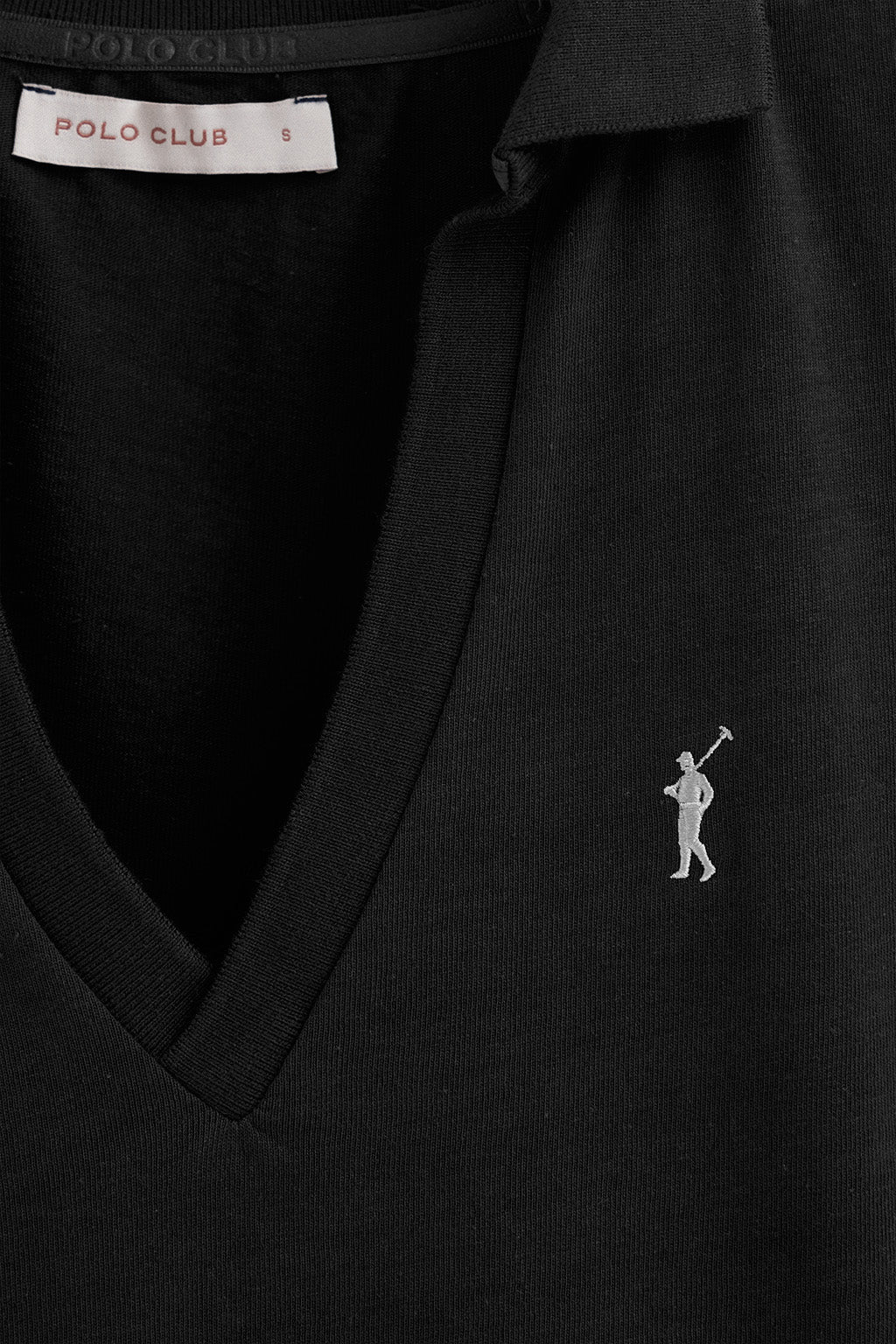 Polo negro de algodón y lino sin botones con bordado Rigby Go - Image 6