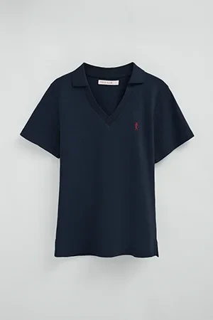 Polo cotolino azul marino de cuello sin botones con bordado Rigby Go - Image 10