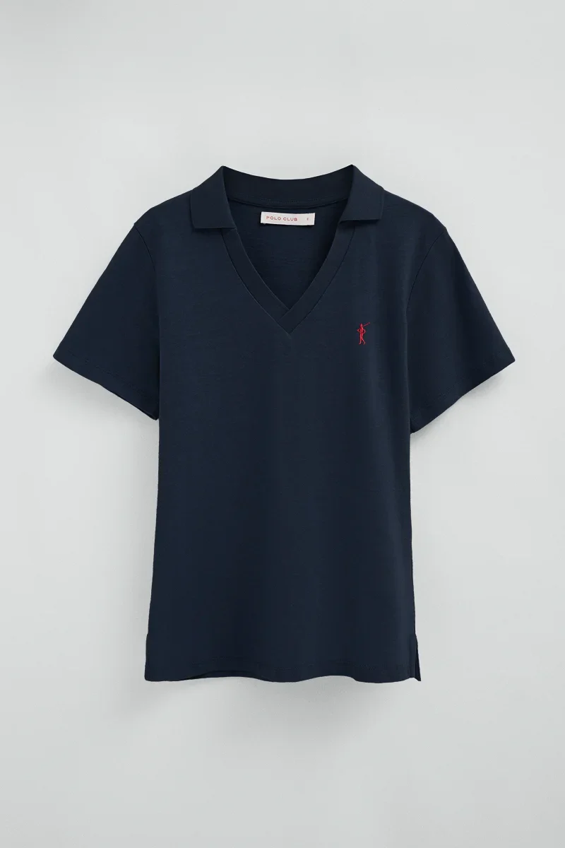 Polo cotolino azul marino de cuello sin botones con bordado Rigby Go - Image 9
