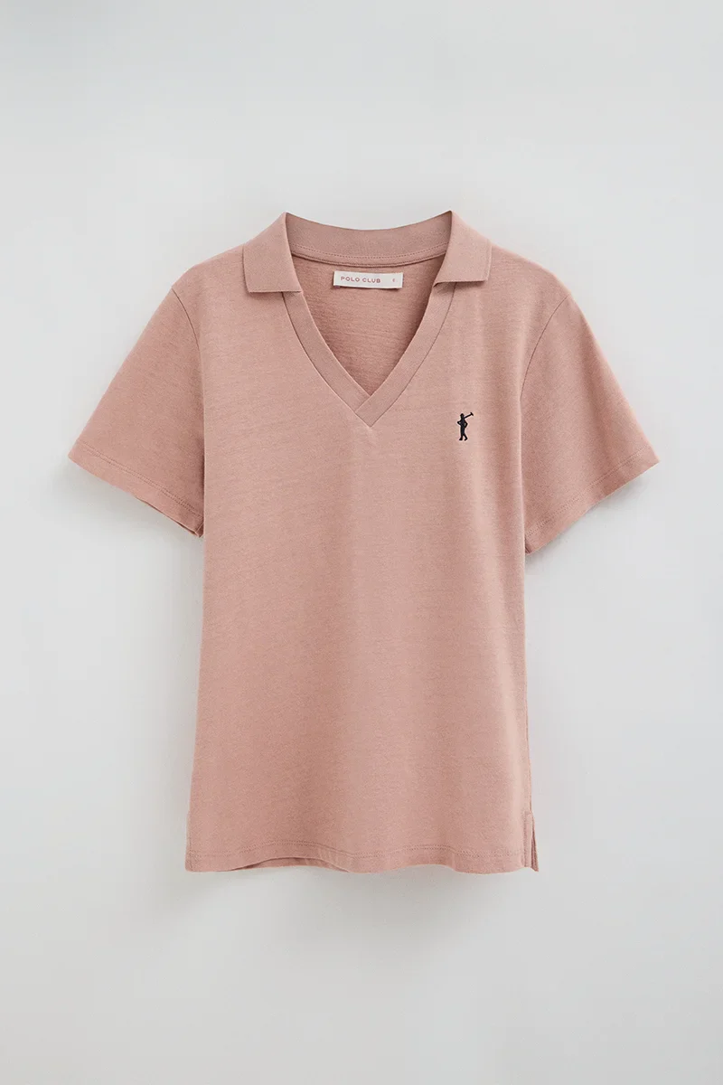 Polo cotolino rosa palo de cuello sin botones con bordado Rigby Go - Image 9