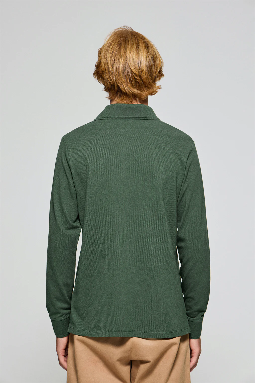 Polo de manga larga de tres botones en verde con logo Rigby Go - Image 4