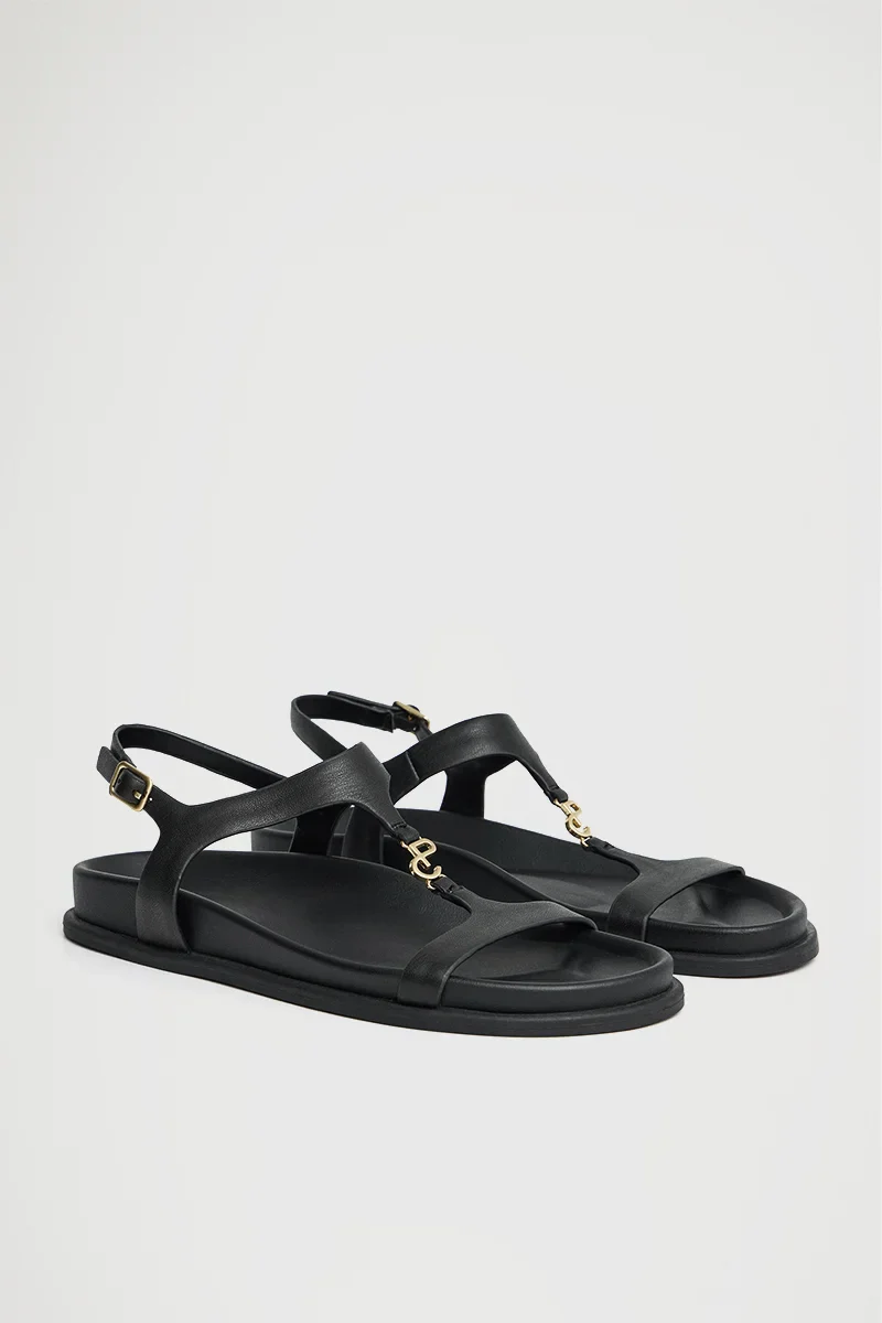 Sandalia bio Allegra negra con logo metálico Polo Club - Image 3