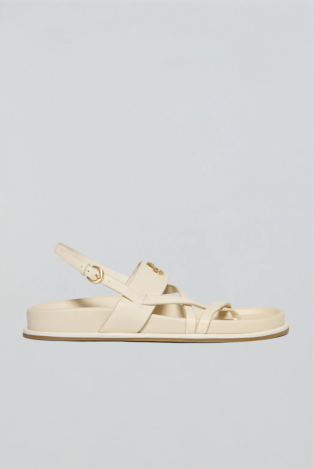 Sandalia beige de tiras Allegra tipo bio con detalle metálico - Image 5
