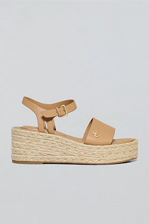 Sandalia de cuña taupe de yute Aurora con detalle metálico - Image 6