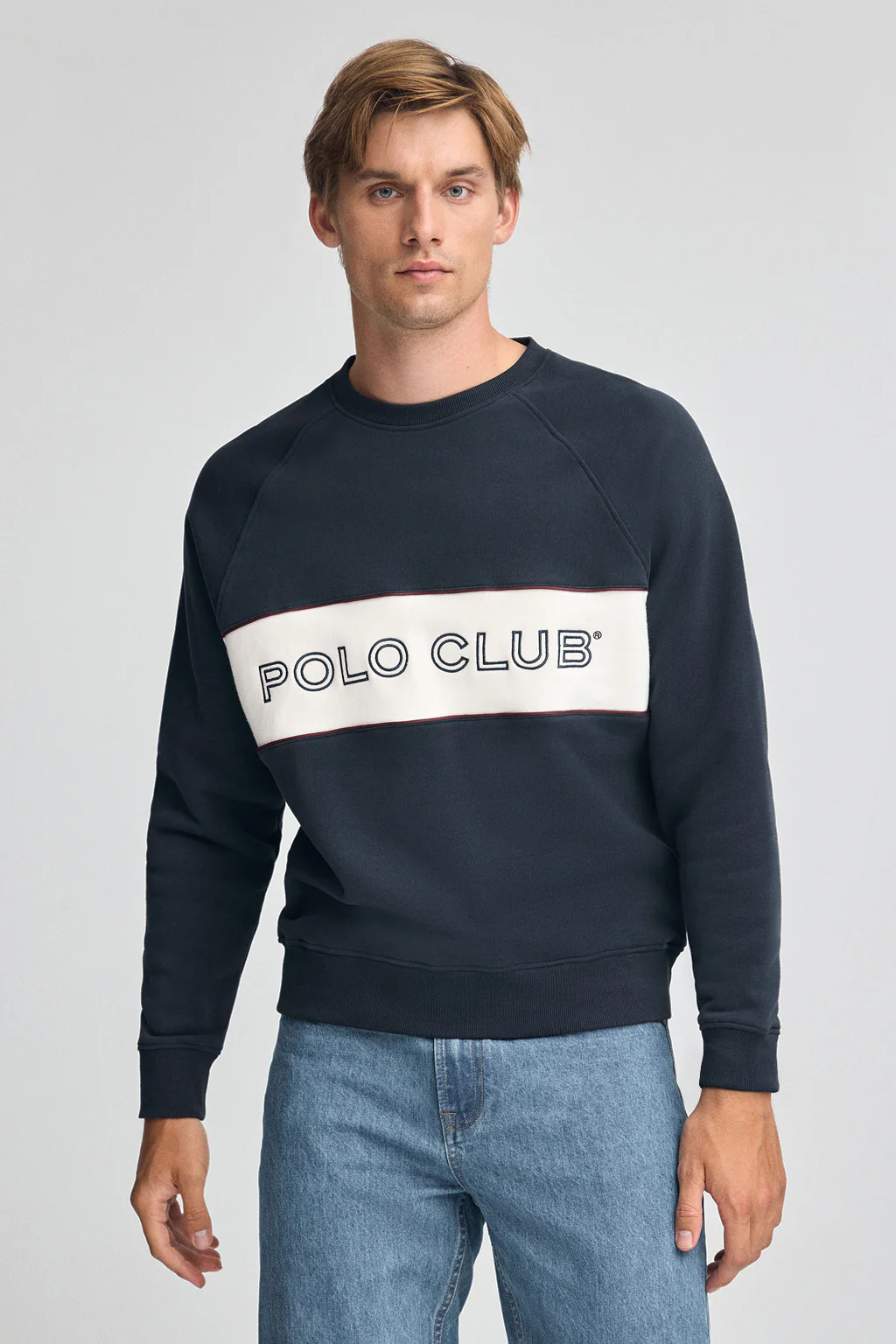 Sudadera azul marino de corte relajado, cuello redondo y logo Polo Club - Image 3